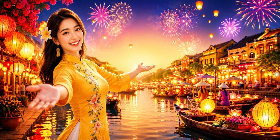 Khung cảnh Hội An về đêm với người chơi truy cập sòng bài trực tuyến trên điện thoại
